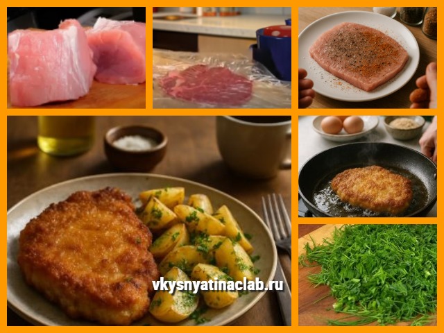 Свиной Шницель рецепт: Сочный, Хрустящий, по-домашнему