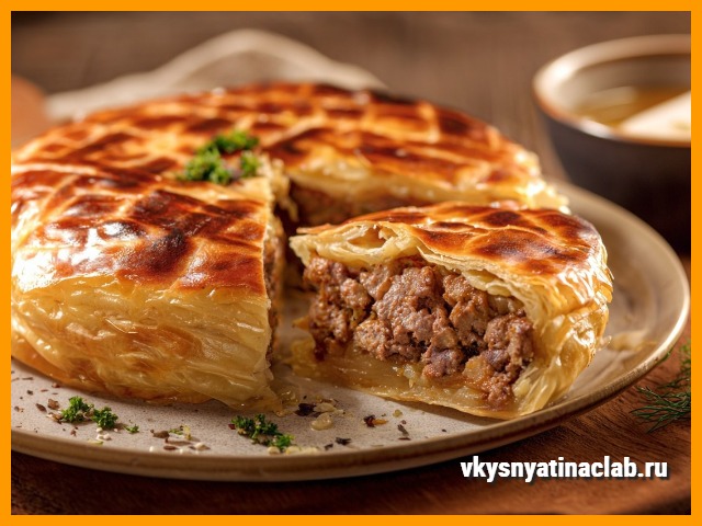 “Пирог с Мясом из Слоеного теста”